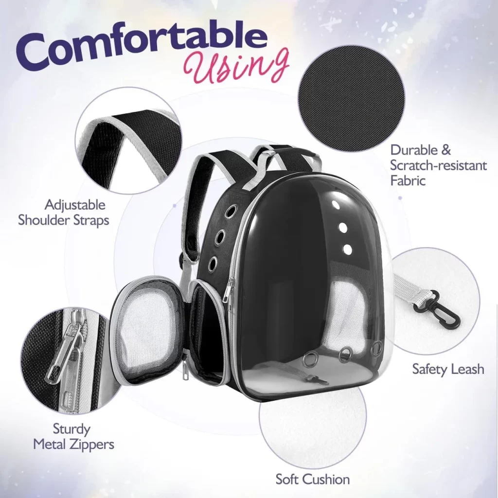 Backpack Carrier/ Bubble Carrying Bag for Small Medium Dogs Cats, Transparent Cat Space Capsule, Breathable Cat/ Dog Travel Bag - Image 6