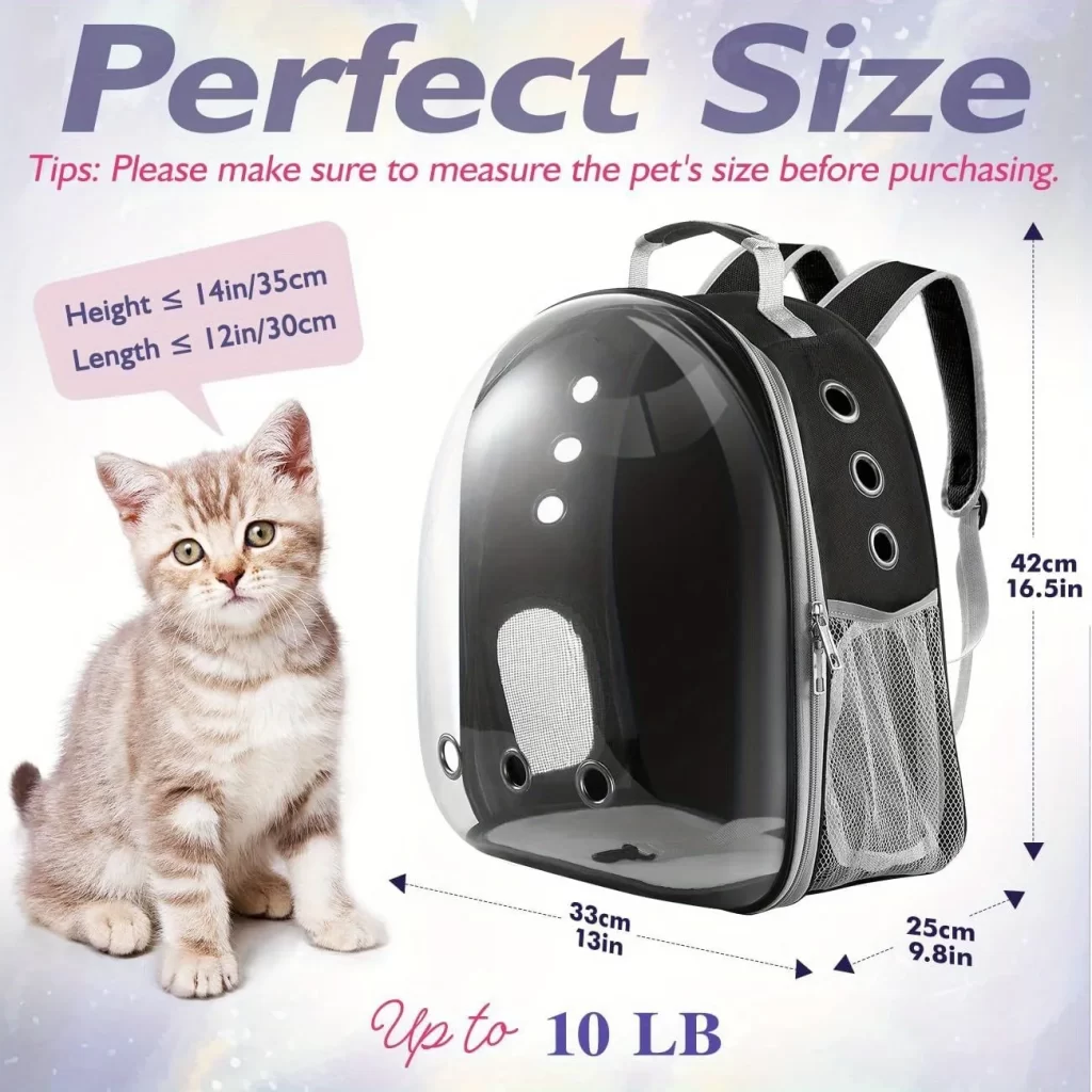 Backpack Carrier/ Bubble Carrying Bag for Small Medium Dogs Cats, Transparent Cat Space Capsule, Breathable Cat/ Dog Travel Bag - Image 2