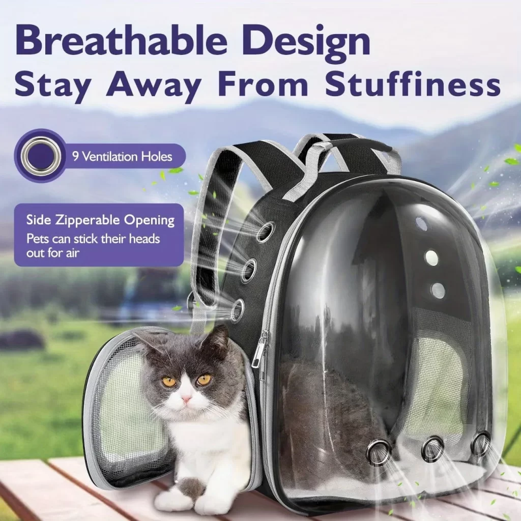 Backpack Carrier/ Bubble Carrying Bag for Small Medium Dogs Cats, Transparent Cat Space Capsule, Breathable Cat/ Dog Travel Bag - Image 4
